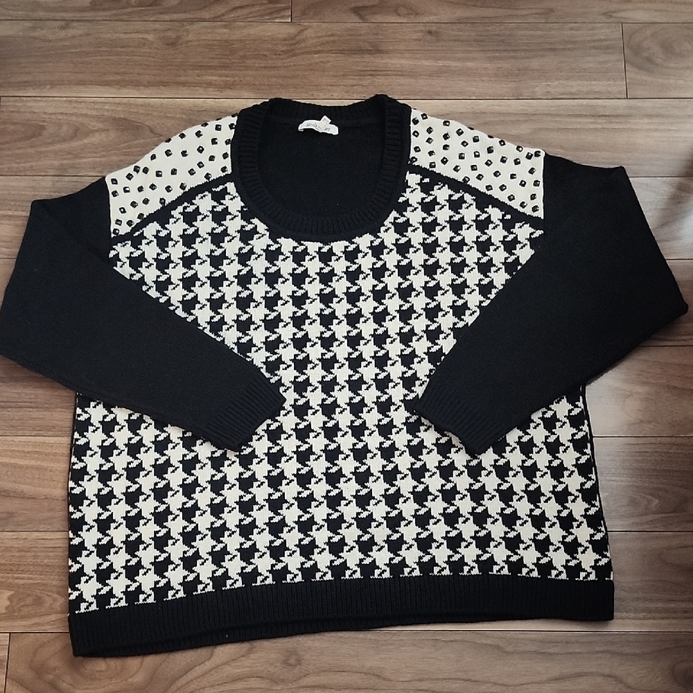 🔥Steilmann Sweater Black and White Houndstooth Detailed Studs, Vintage, Stylish